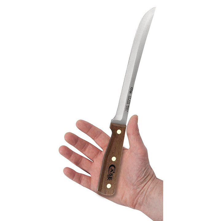 W. R. Case & Sons 9 Inch Slicing Knife CASE07317 – Household Cutlery Stainless Steel Kitchen Knife with Solid Walnut Handle, Meat Carving Knife