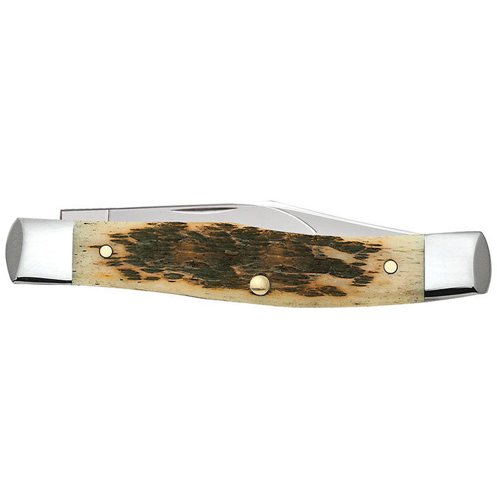 W. R. Case & Sons Amber Bone Small Texas Jack Pocket Knife CASE077 – Peach Seed Jig 2-Blade Tru-Sharp Stainless Steel Folding EDC