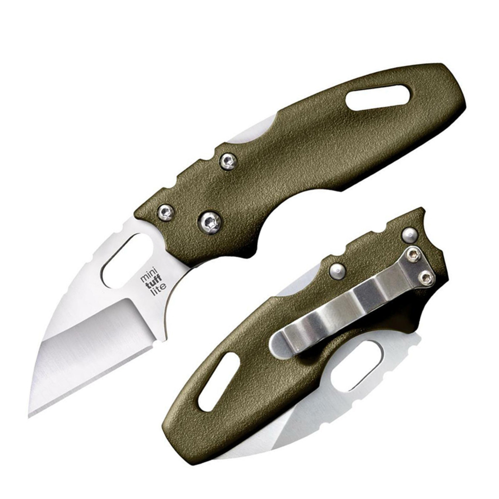 Cold Steel Mini Tuff Lite 2" 4034SS Sheepsfoot Razor-Sharp Blade 3" Griv-Ex OD Green Handle Everyday Carry Pocket Folding Knife