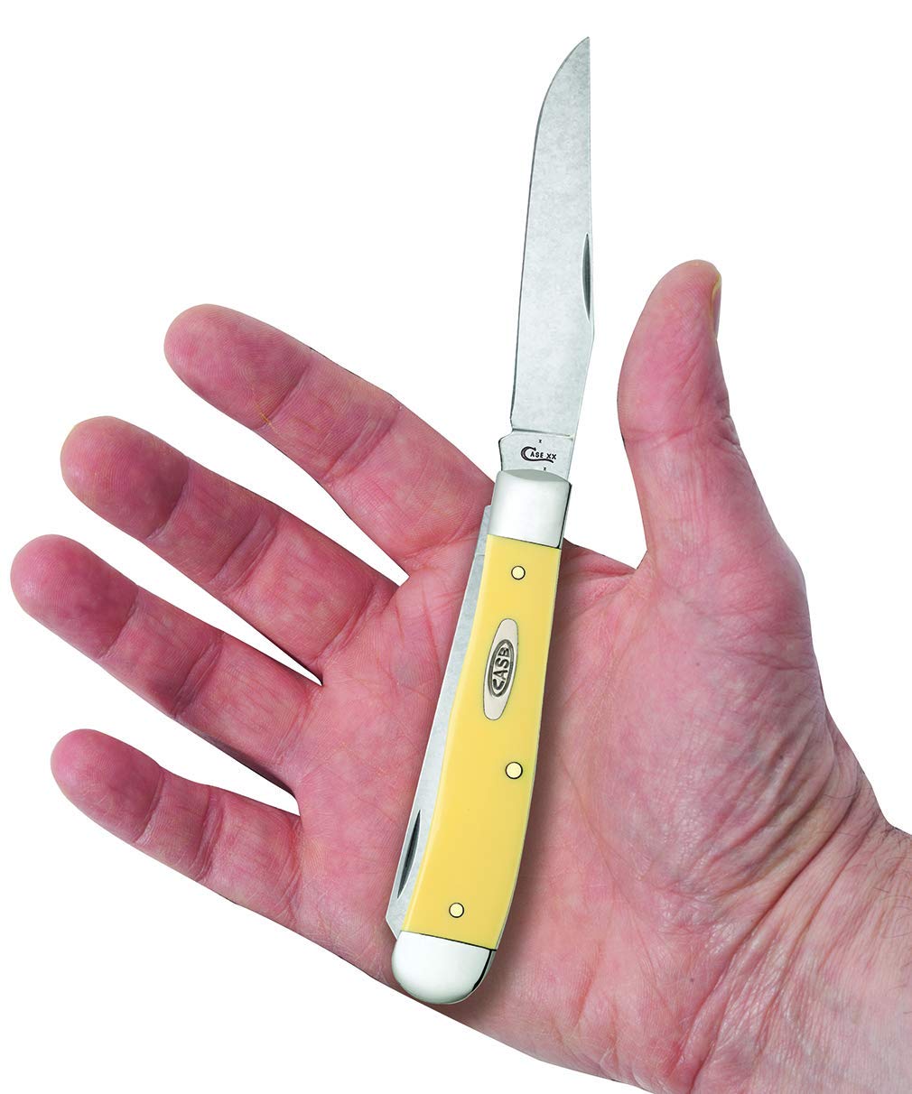 Case XX WR Pocket Knife Yellow Synthetic Trapper W/Clip (Cv) Item #30114 - (3254C Cv) - Length Closed: 4 1/8 Inches