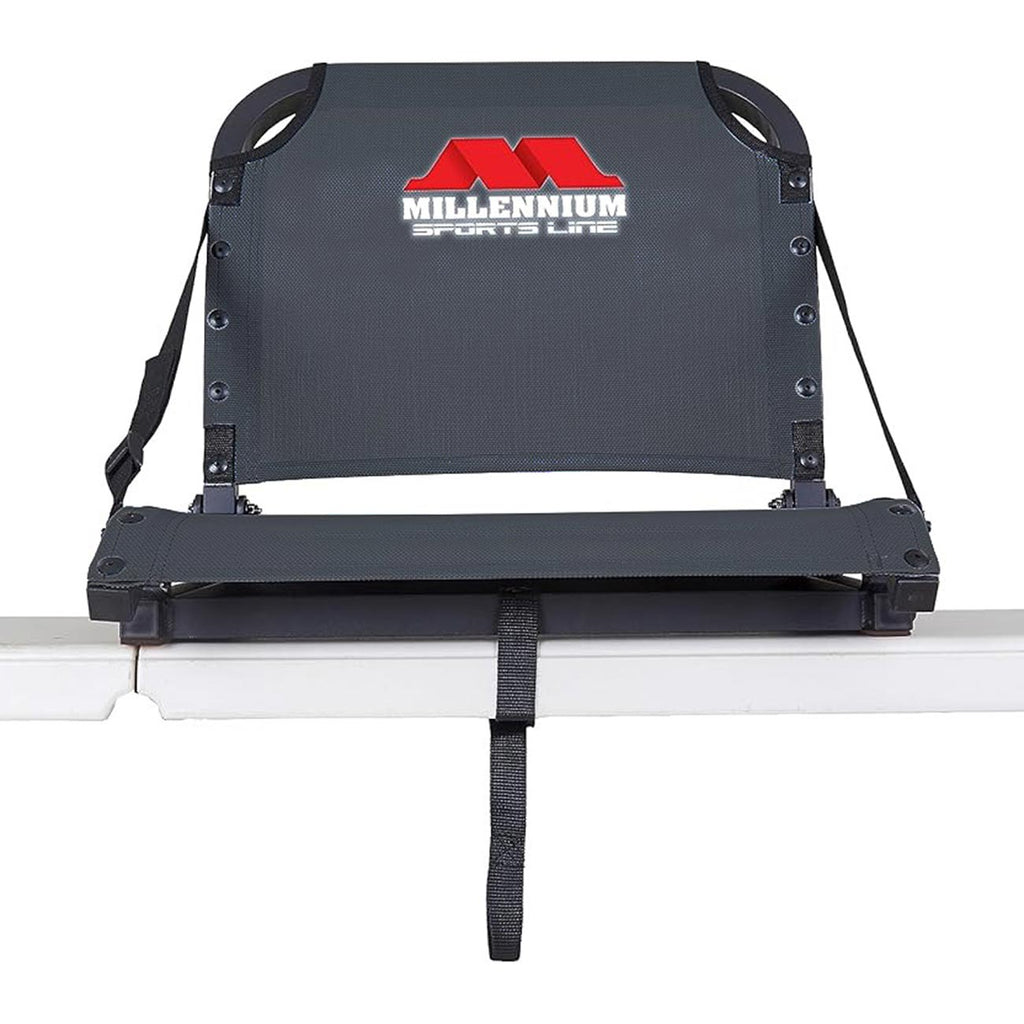Millennium Sportsline Stadium Seat with Patented Comfortmax Seat Fabric Perfecct for Football, Baseball, Soccer, Tennis Fits Virtually Any Bleacher - Black