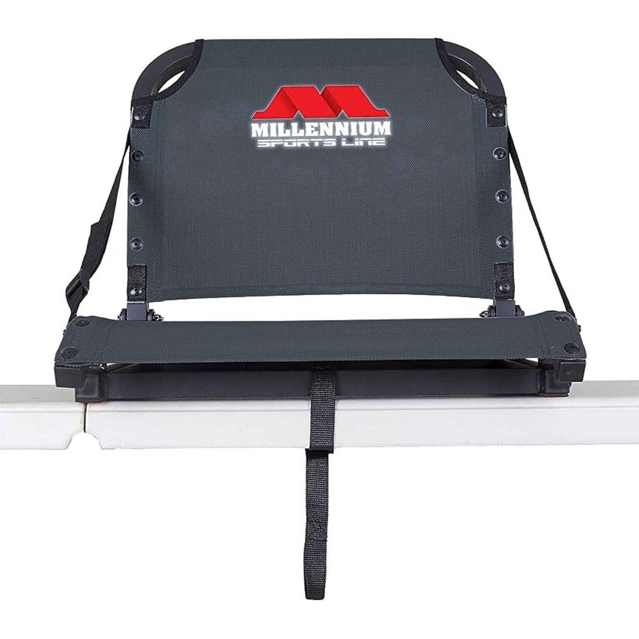Millennium Sportsline Stadium Seat with Patented Comfortmax Seat Fabric Perfecct for Football, Baseball, Soccer, Tennis Fits Virtually Any Bleacher - Black