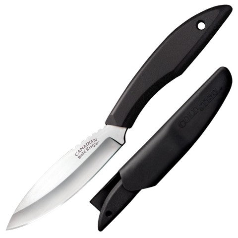 Cold Steel Canadian Belt 4" German 4116 Stainless Steel Fixed Blade Drop Point Outdoor Hunting Utility Knife, 4.5" High Impact Polypropylene Handle, Durable Secure-Ex Sheath Included