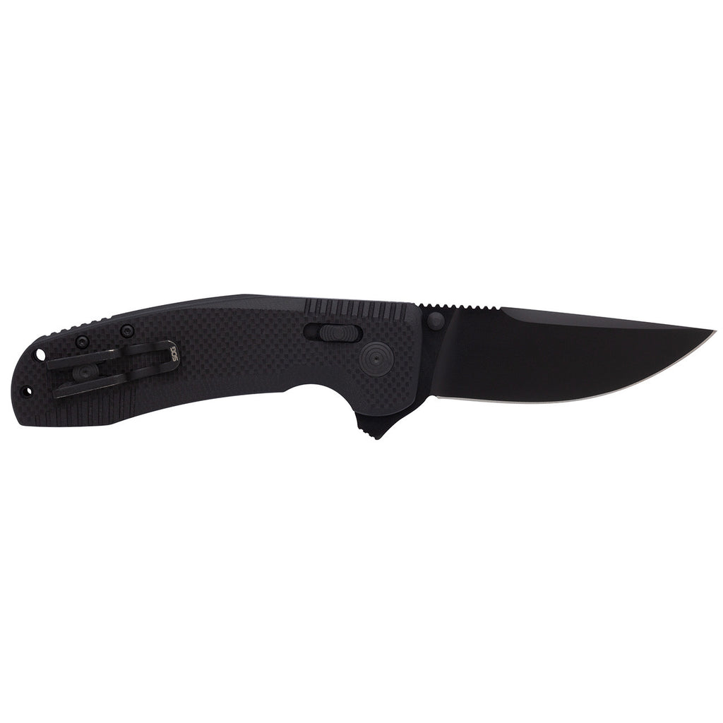 SOG TAC XR Professional Folding Knife | 3.4" D2 Tool Steel Blade & Ultra-Grip G10 Handle | Single-Handed Ambidextrous Use, Blackout
