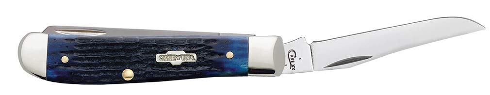 Case WR XX Pocket Knife Blue Jigged Bone Mini Trapper Item #2838 - (6207 SS) - Length Closed: 3 1/2 Inches