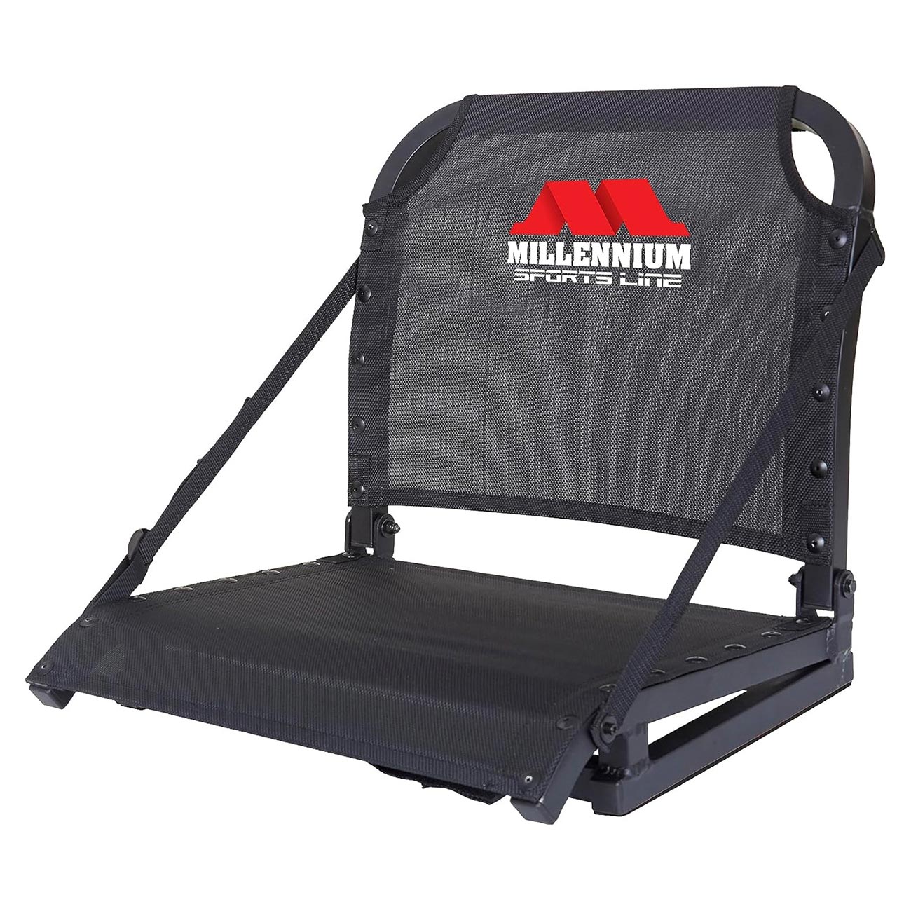Millennium Sportsline Stadium Seat with Patented Comfortmax Seat Fabric Perfecct for Football, Baseball, Soccer, Tennis Fits Virtually Any Bleacher - Black