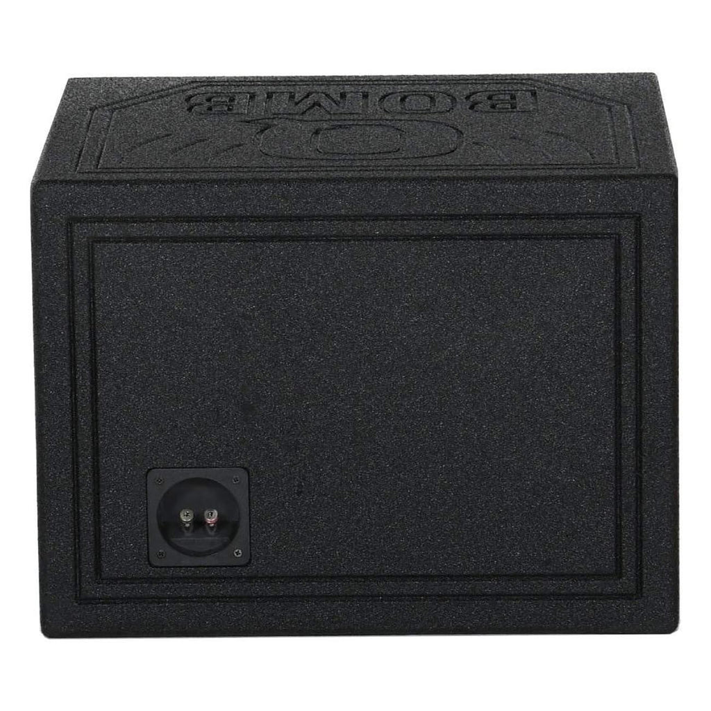 Rockville RQB10HP Single 10" Horn Ported Subwoofer Enclosure, 2.01 Cu Ft, 30 Hz Tuning, Bed Liner Finish, Spring-Loaded Terminals, for Car Audio Enthusiasts