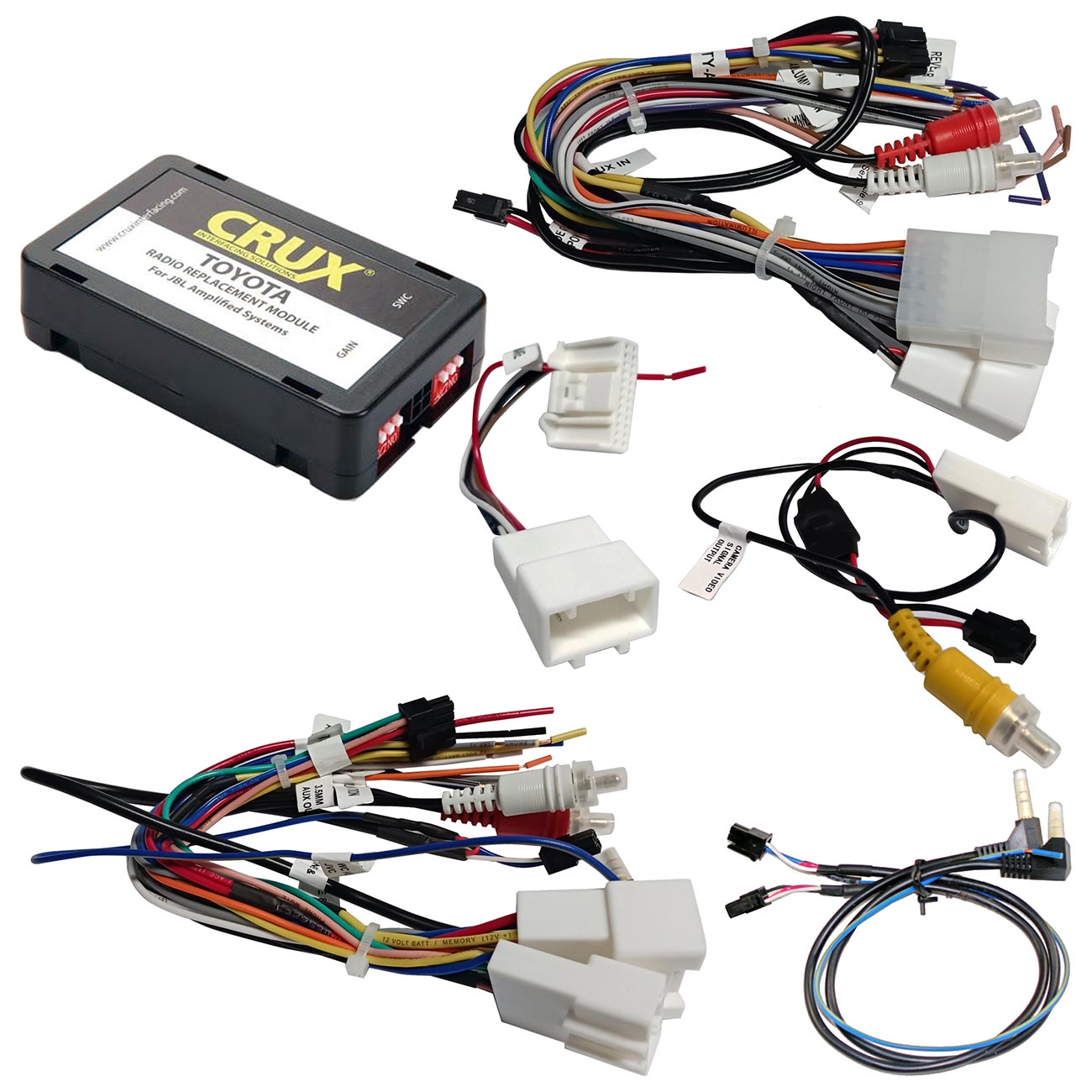 Crux SWRTY‑61J Radio Replacement w/ SWC & JBL Amp Retention – Steering Wheel Control & JBL Amplifier Retention Interface for Select Toyota/Lexus 2003‑2019 Vehicles