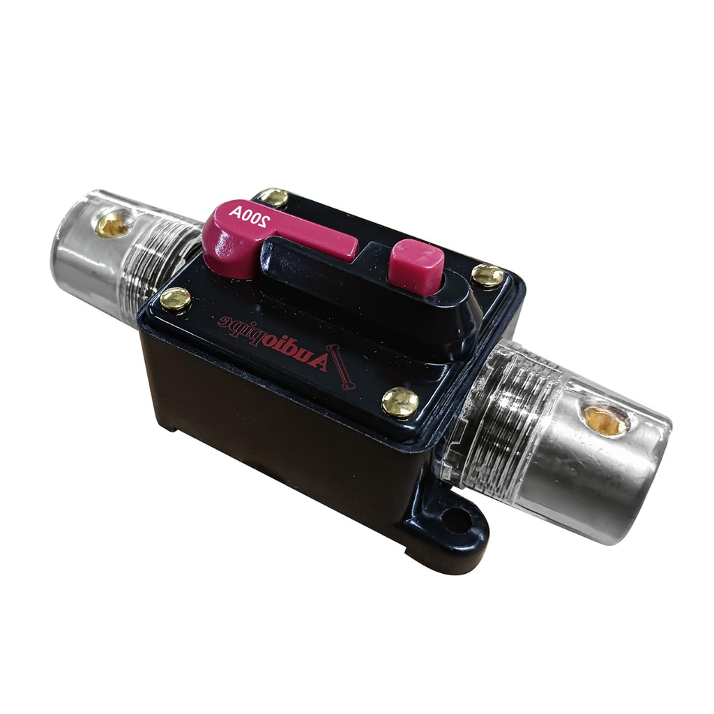 Audiopipe N5P200 200 Amp Manual Reset In‑Line Circuit Breaker – 4/8 Gauge Automotive Power Protection
