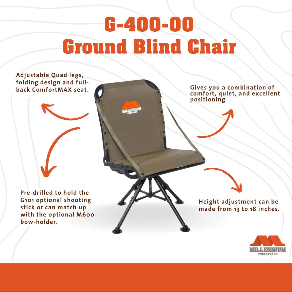 Millennium Ground Blind Chair, Adjustable 4 Leg, 360 Swivel, G400-00