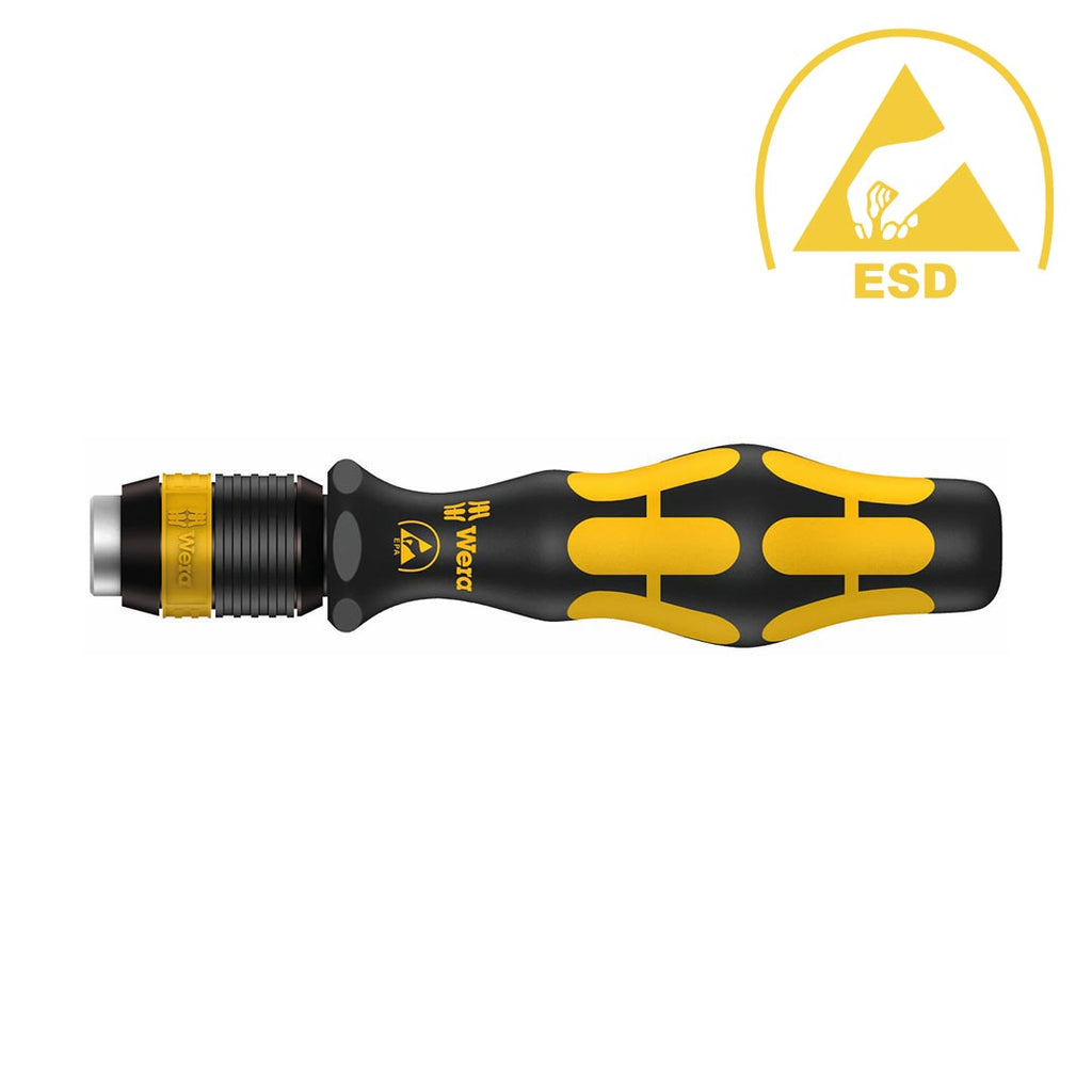 Wera 05051273001 Kraftform ESD 813 R Hexagon Bitholding Screwdriver, Non-Magnetic, 1/4" Head, 90mm Blade Length