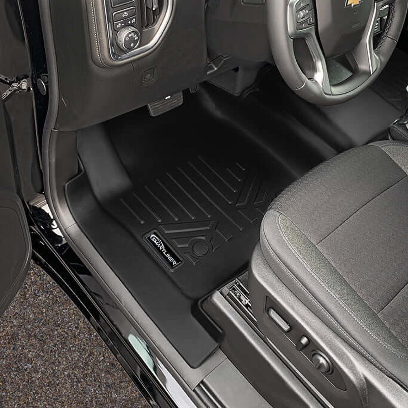 SMARTLINER SA0401B0457 Floor Liners Front & 2nd Row for 2019-2025 Chevy Silverado Crew Cab w/ Transmission Hump – Black