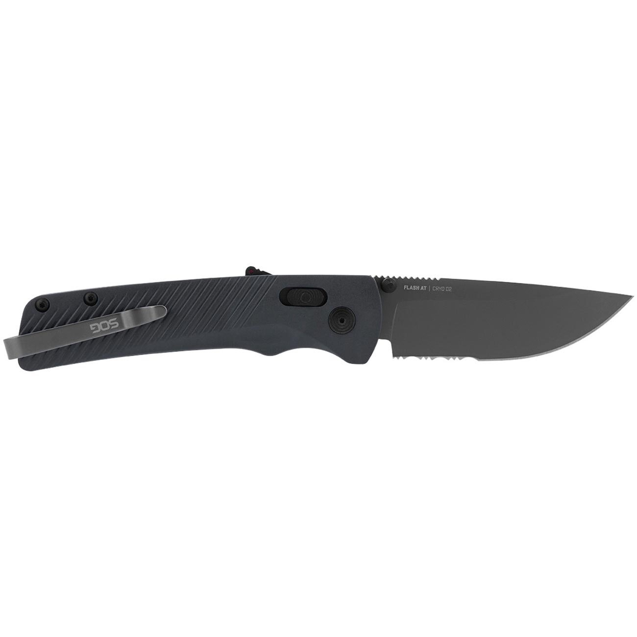 SOG Flash AT Daily Carry Ambidextrous Partially Serrated Pocket Folding Knife | Ergonomic Handle | D2 Steel Blade, Urban Grey