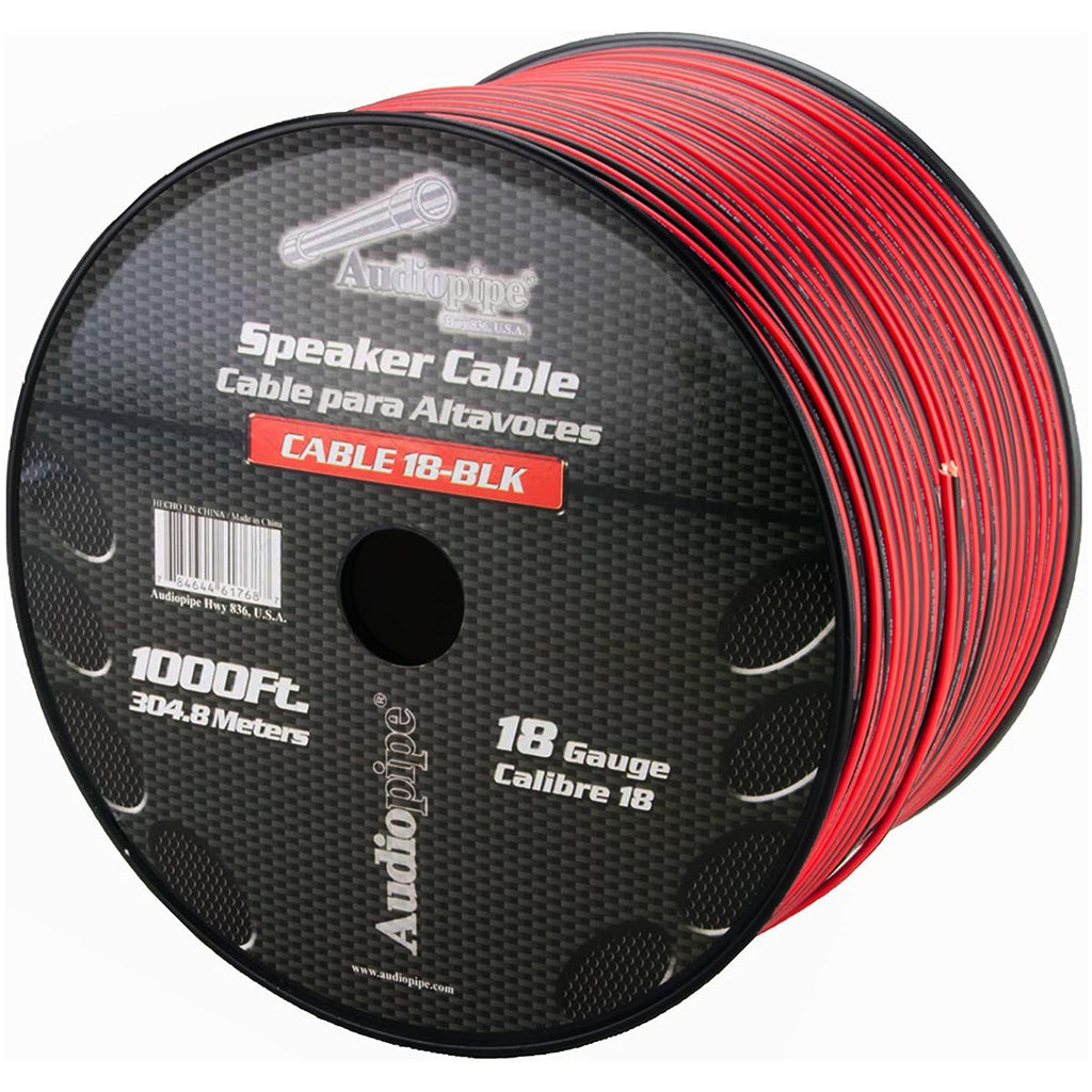 Audiopipe CABLE18BLACK Speaker Cable 18 Ga. 1000 Audiopipe; Red + Black