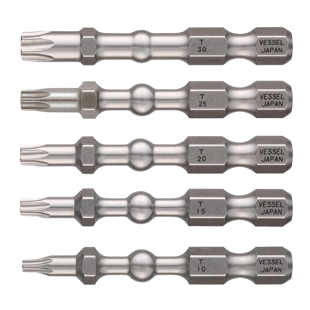 VESSEL Impact Ball Torsion Bits Assort X50 5PC with MAG Charge Holder (T10/T15/T20/T25/T30) (IBMG50K002)