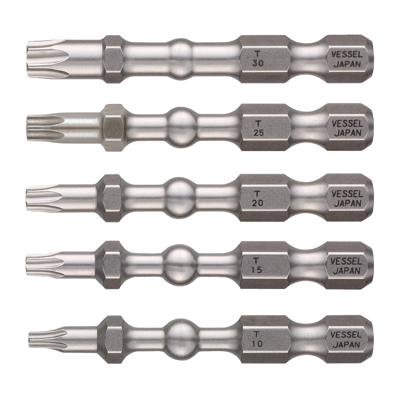 VESSEL Impact Ball Torsion Bits Assort X50 5PC with MAG Charge Holder (T10/T15/T20/T25/T30) (IBMG50K002)