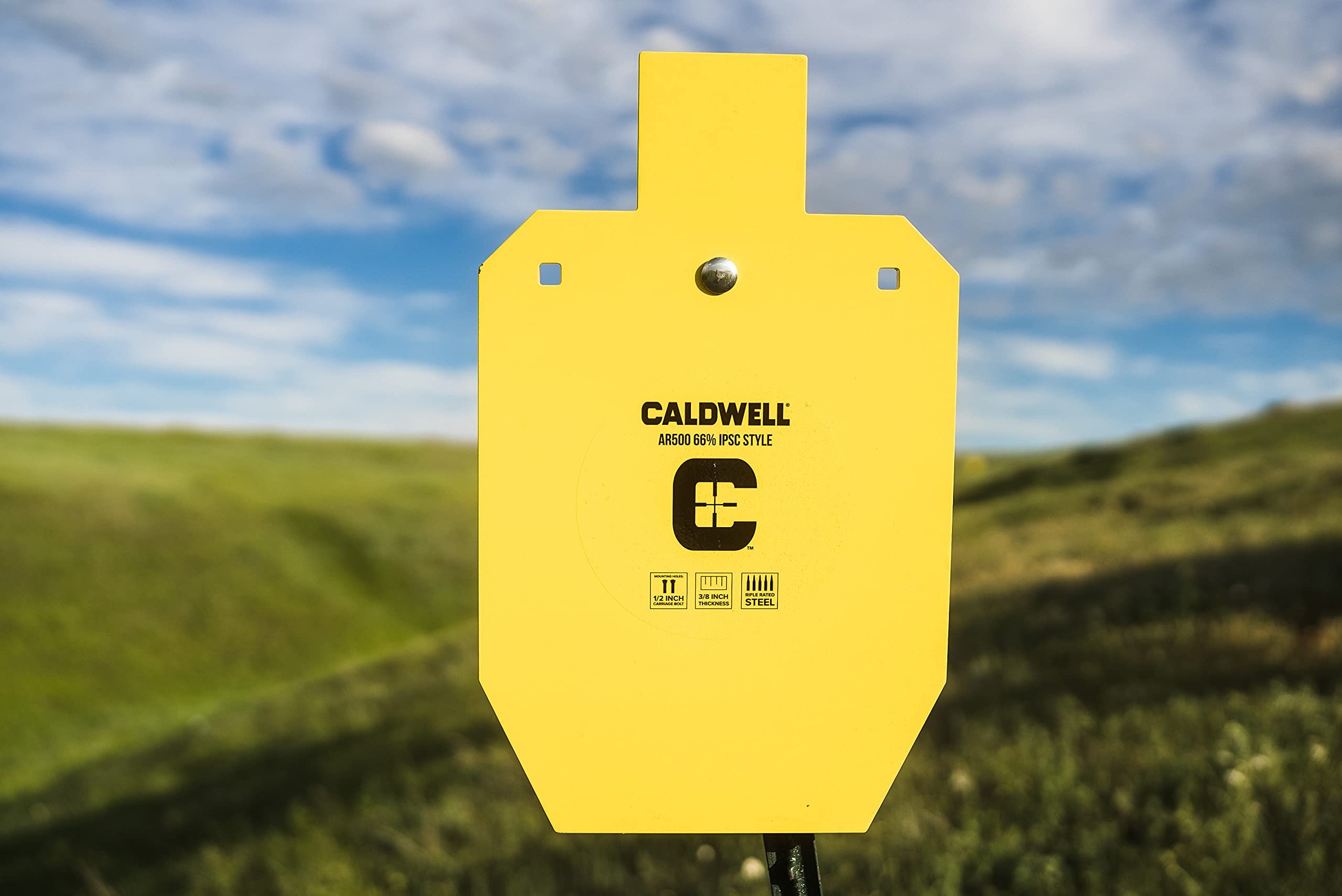 Caldwell High Caliber AR500 Steel Targets 66% IPSC 3/8 Inch Thickness, Rifle Rated for Precision Shooting and Target Practice with Hanging Options (Sold Separately)