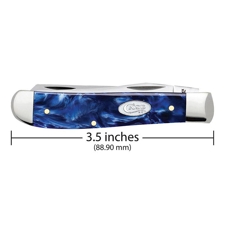 Case WR XX Pocket Knife Mini Trapper Sparxx Blue Pearl Kirinite Item #23432 - (10207 SS) - Length Closed: 3 1/2 Inches