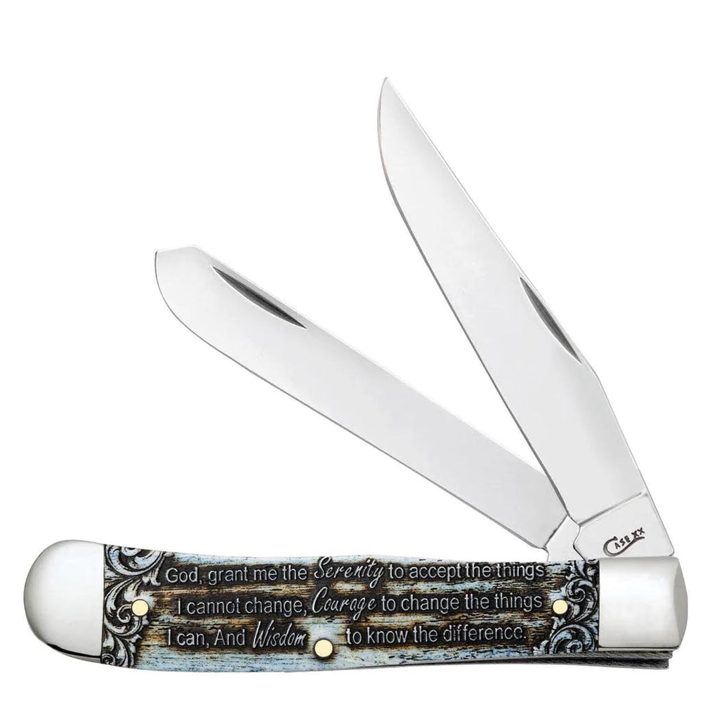 Case WR XX Pocket Knife Serenity Prayer Trapper Natural Bone Color Wash Item #38822 - (6254 SS) - Length Closed: 4 1/8 Inches