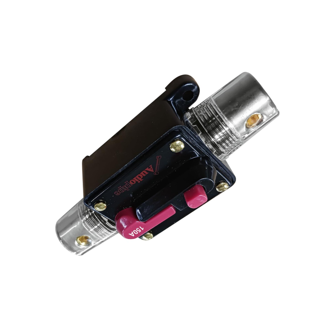 Audiopipe N5P150 150 Amp Manual Reset In‑Line Circuit Breaker – 4/8 Gauge Automotive Power Protection Component
