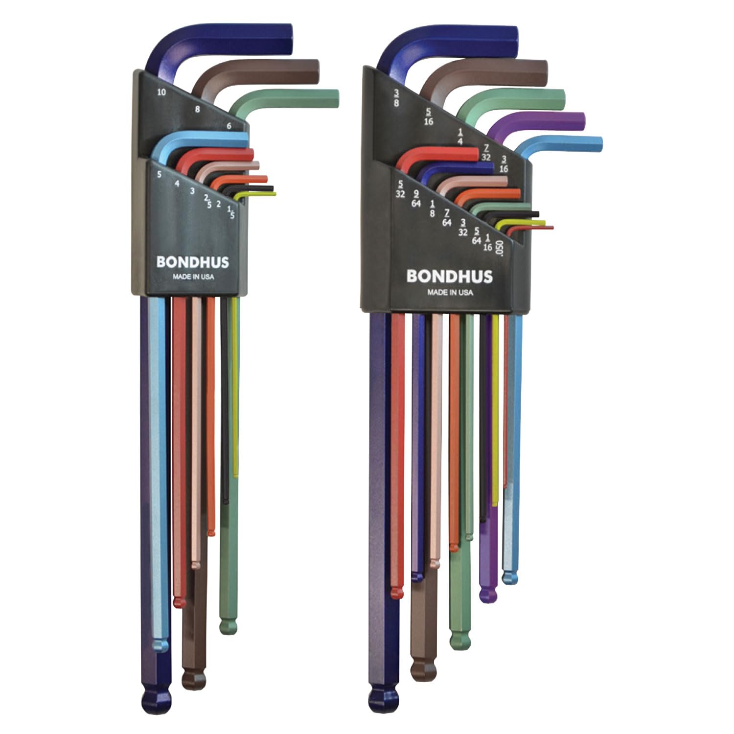 Bondhus 69600 Ball End DoublePK L-Wrench Set w/ColorGuard, 13 Piece