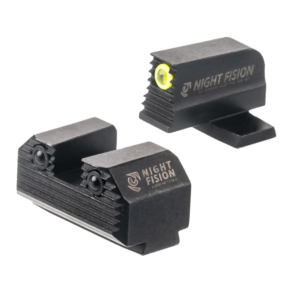 Night Fision Optics Ready Stealth Night Sight Set Compatible Springfield Hellcat OSP/RDP/XD-S Mod.2 OSP with Shield RMSc and Holosun K line, Yellow Front Ring, Black Rear Rings