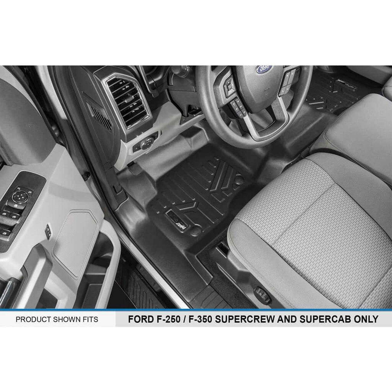 SMARTLINER SA0298B0298 Floor Liners Front & 2nd Row for 2017-2025 Ford F-250/F-350 Super Duty SuperCrew Bench Seat – Black