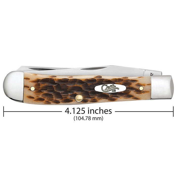 Case WR XX Pocket Knife Amber Bone Trapper Peachseed Jig W/Clip Item #6540 - (6254C SS) - Length Closed: 4 1/8 Inches
