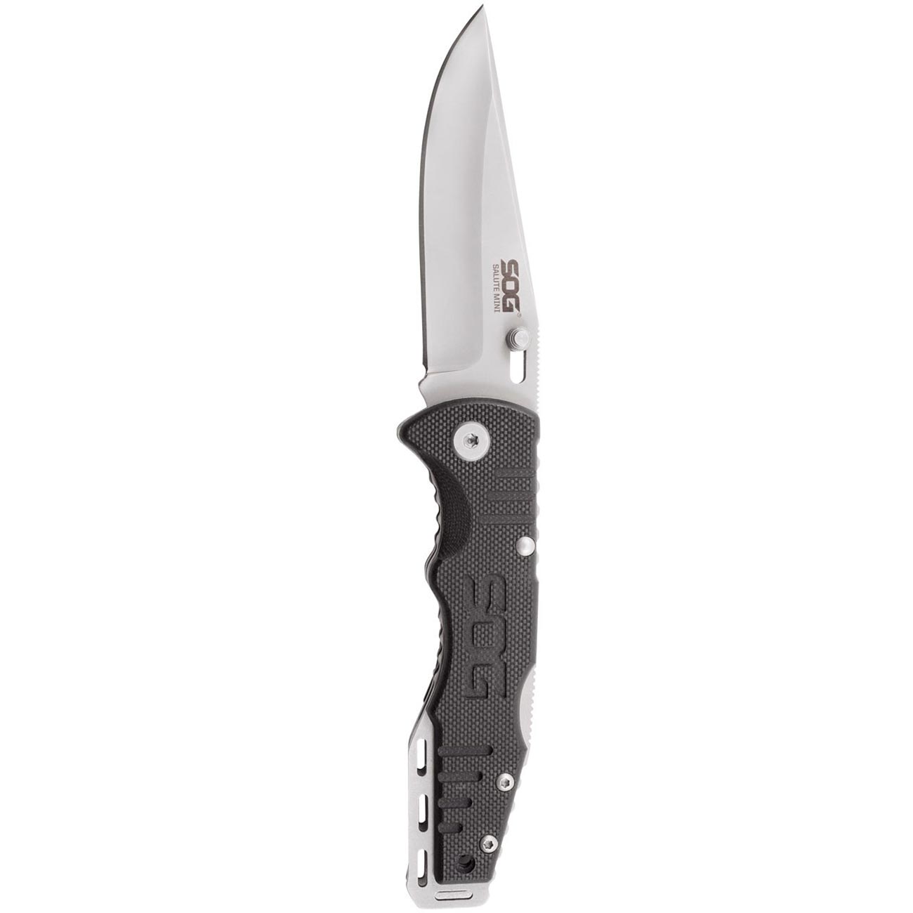 SOG Salute Mini Tactical Knife- EDC Folding Pocket Knife with 3.1 Inch Blade, Adjustable Thumb Stud and Low Carry Bayonet Clip, Bead Blasted (FF1001-CP)