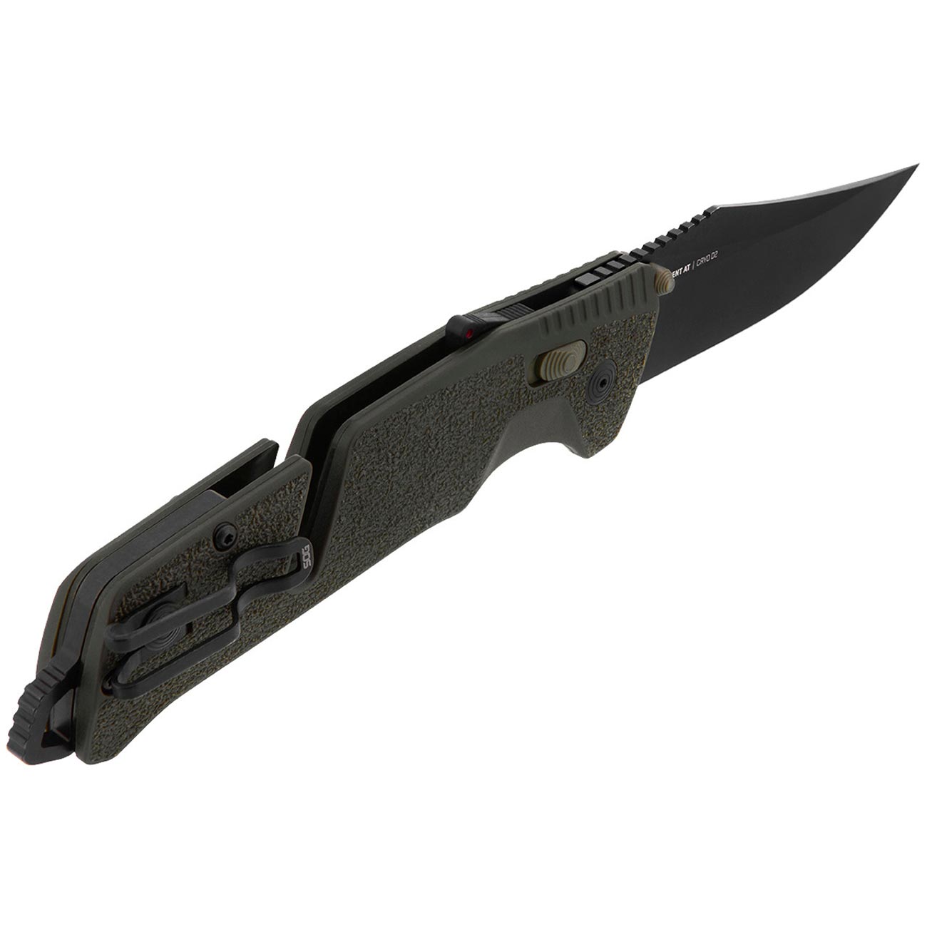 SOG Trident at Ambidextrous Professional Straight Folding Knife | Heat-Treated CRYO D2 3.75" Stainless Steel Blade, Olive Drab