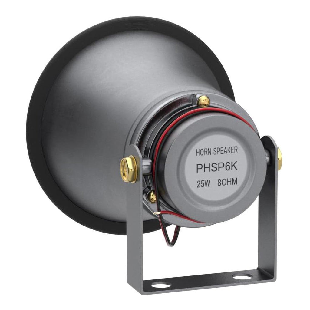 Pyle Indoor/Outdoor PA Horn Speaker - 6.3” Portable PA Speaker with 8 Ohms Impedance & 25 Watts Peak Power - Mounting Bracket & Hardware Included PHSP6K, White, 6.3-Inch