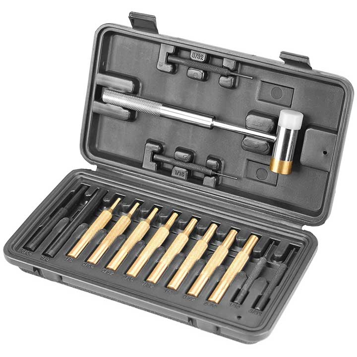 Wheeler Hammer and Punch Set with Punches, Brass/Polymer Hammer, Storage Case for Gunsmithing, Firearm Maintenance - 951900