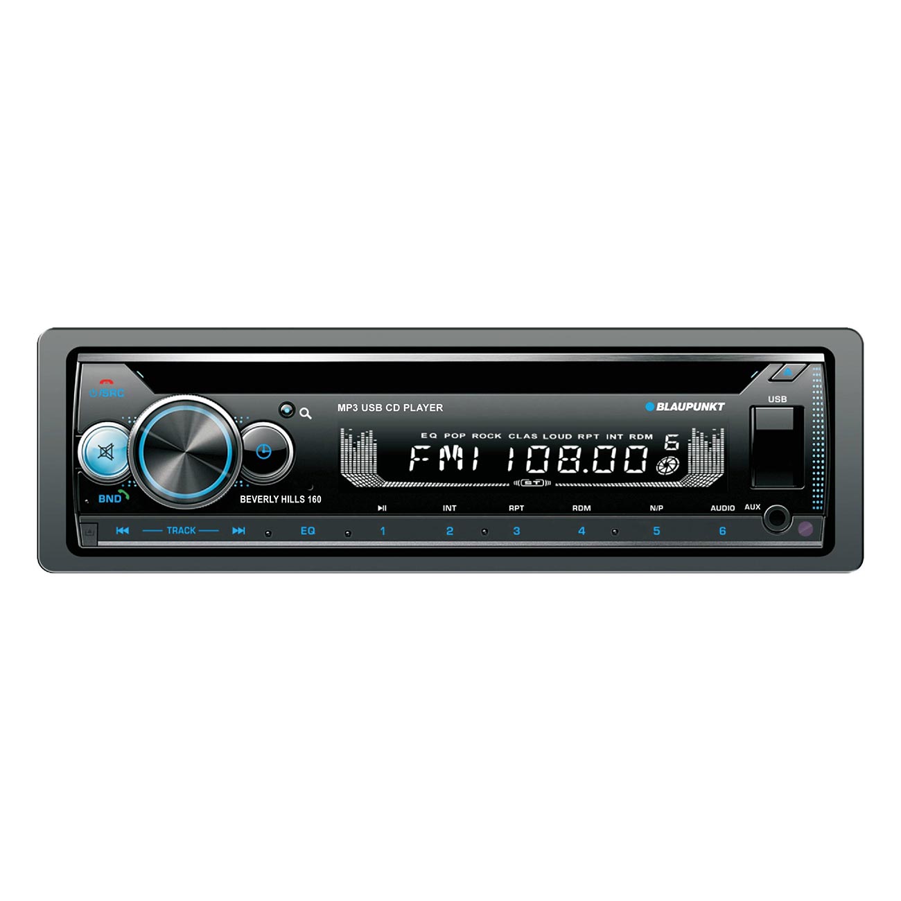 BLAUPUNKT Beverly Hills 150 Multimedia Car Stereo - 120W Peak Power, Bluetooth Connectivity, Hands-Free Calling, Detachable Faceplate, DVD & CD Receiver, USB/SD, AM/FM, Remote Control - Black