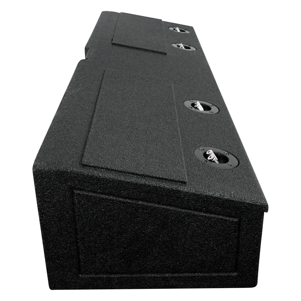 QPower 8 Inch Quad Port Car Subwoofer Speaker Enclosure Box with Bed Liner and Underseat Down Front Fire for 4 Subwoofers , Black