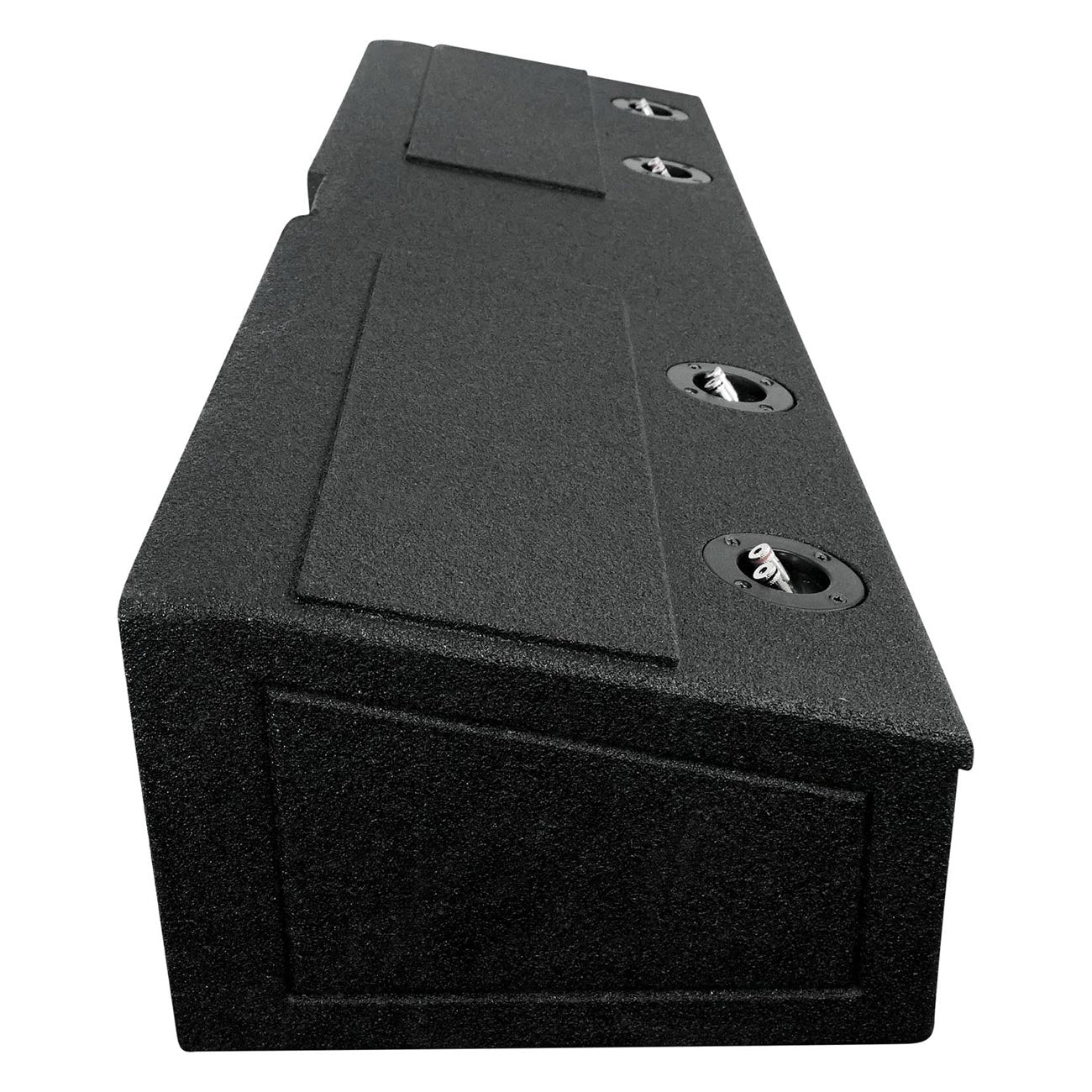 QPower 8 Inch Quad Port Car Subwoofer Speaker Enclosure Box with Bed Liner and Underseat Down Front Fire for 4 Subwoofers , Black