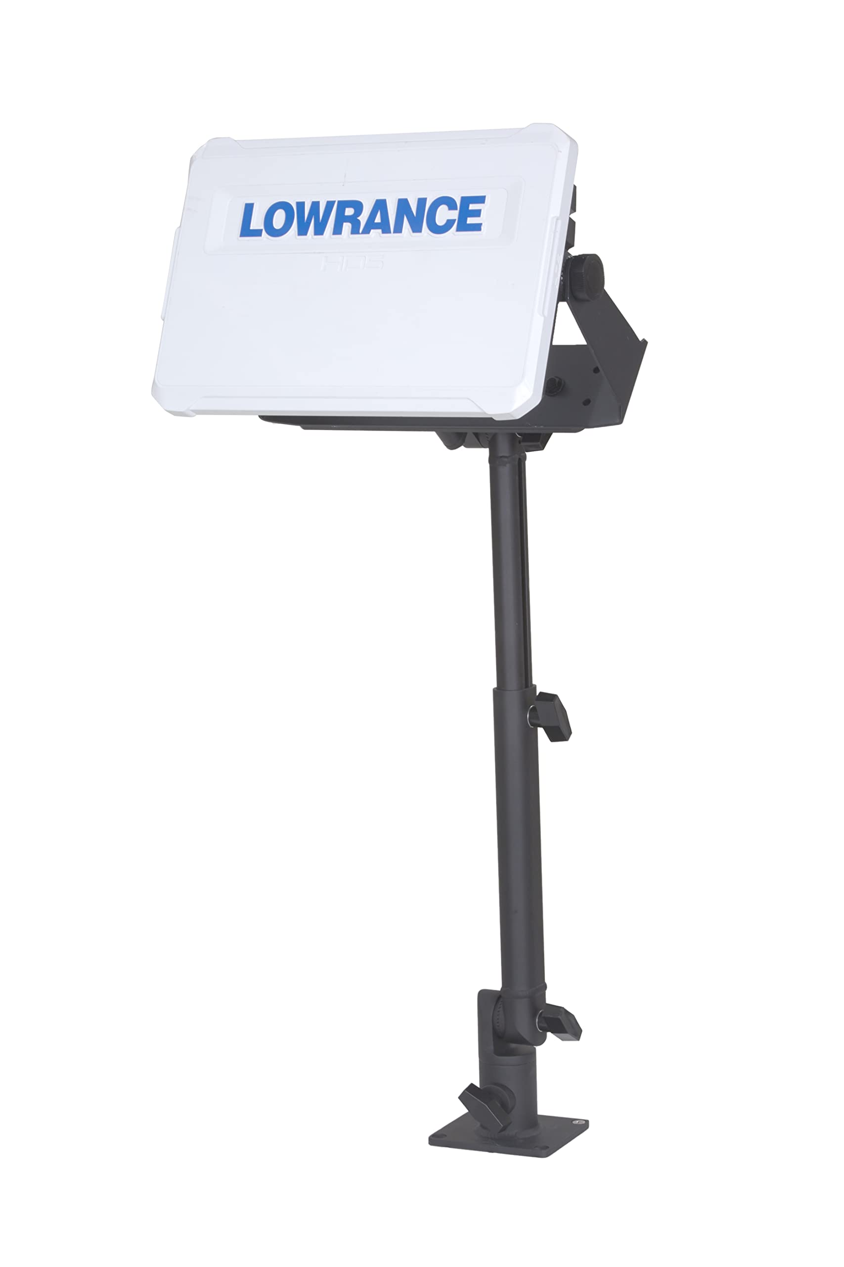 Marine Electronic Mount, Fish Finder Bracket, Anodized Aluminum 350 Degree Swivel Monitor Mount with Adjustable Height, Easy Install, Mounting Plate Fits Most Monitors