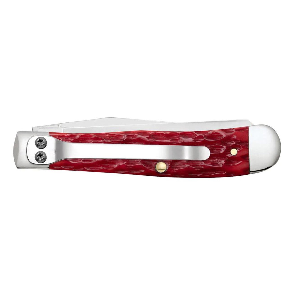 Case Dark Red Bone CS - Peach Seed Jig Trapper (6254C CS) w/Pocket Clip
