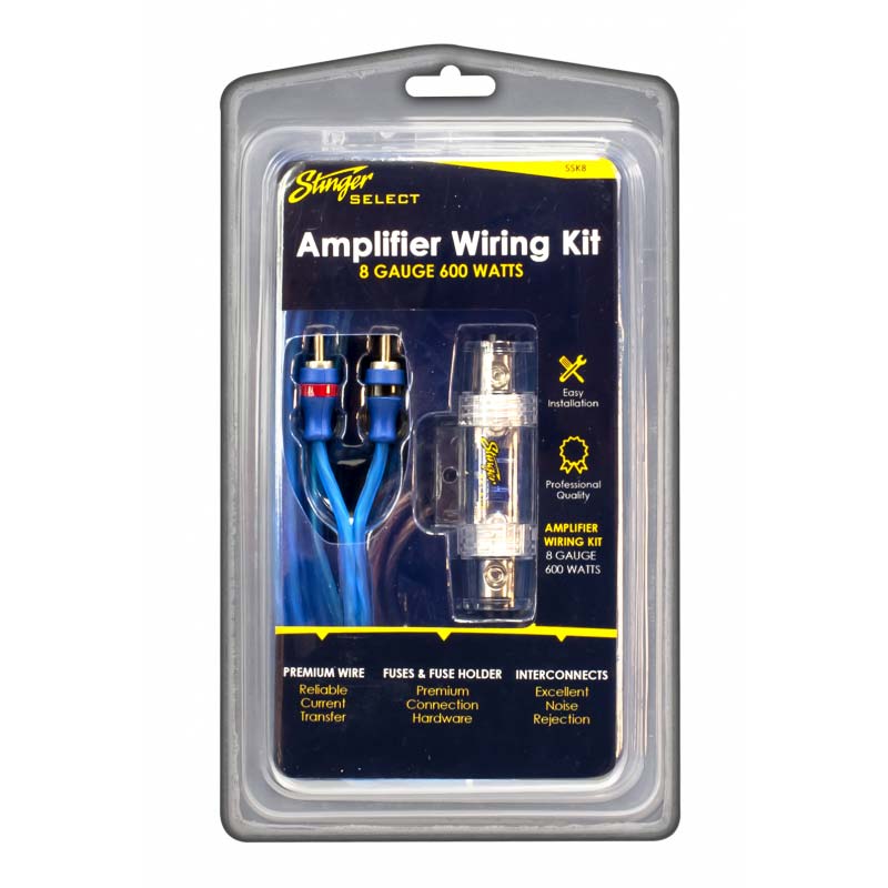 Stinger SSK8 8GA 600W Complete Amplifier Wiring Kit – 8 Gauge CCA Power & Ground with RCA Cables & Fuse Kit