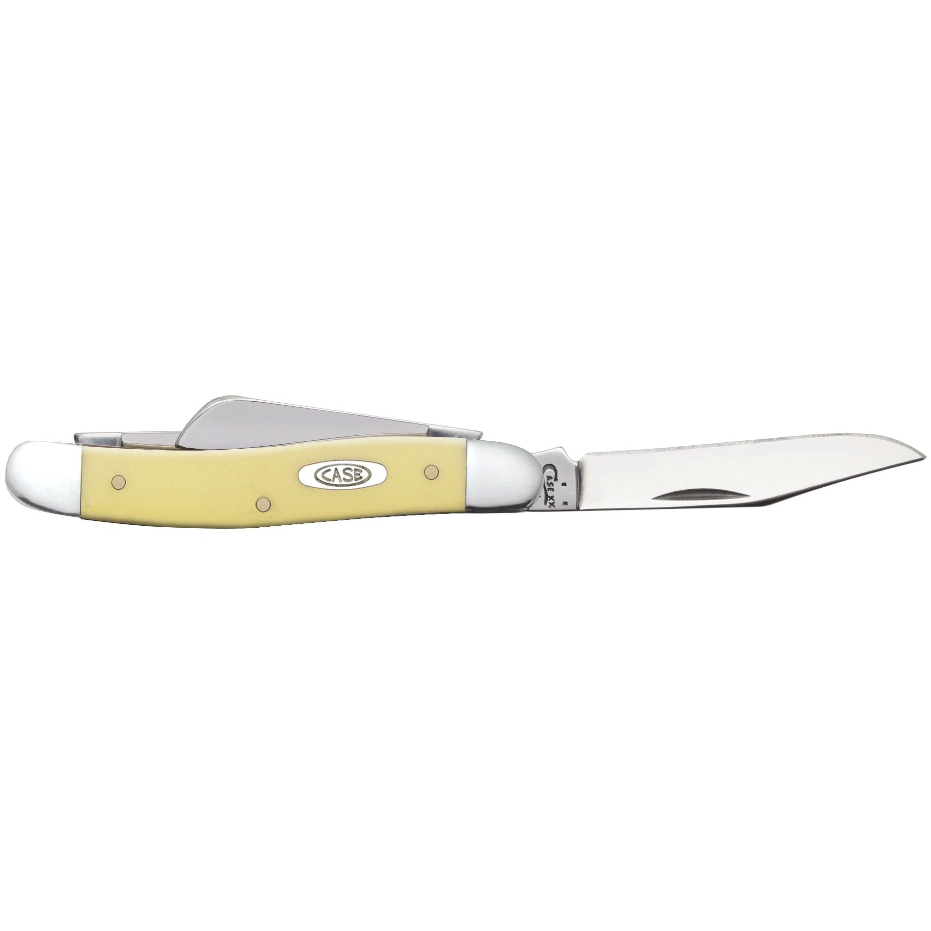 Case Medium Stockman Pocket Knife 2.625" Clip, Sheepfoot and Spey Stainless Steel Polished Blade Synthetic Handle Yellow