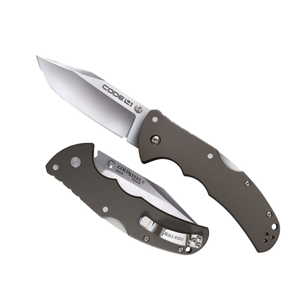 Cold Steel Code 4 3.5" S35VN Razor-Sharp Clip Point Blade 5" 6061 Aluminum HandleFolding Knife w/Tri-Ad Lock, Boxed