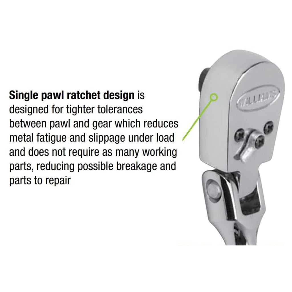 Williams 3/8″ Drive Sealed Narrow Flex-Head Ratchet – 36 Teeth (JHWB52EHFB)