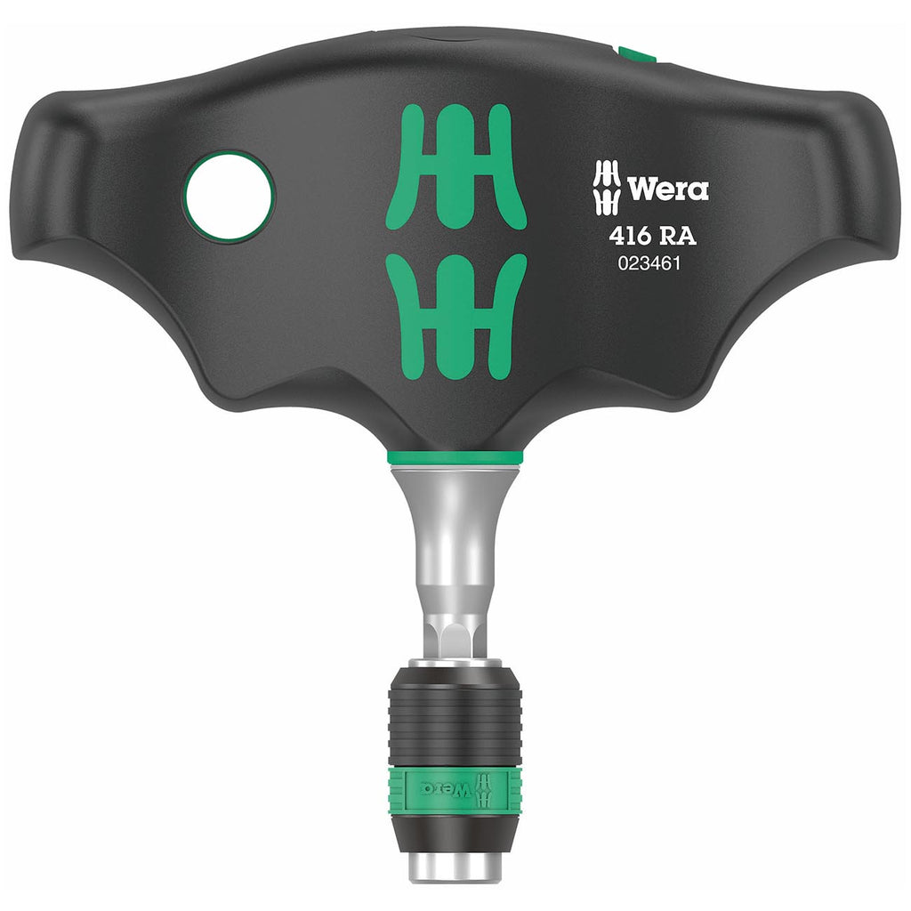Wera 416 RA Ratcheting T‑Handle Bitholding Screwdriver with Rapidaptor Quick‑Release Chuck – 1/4″ x 45 mm