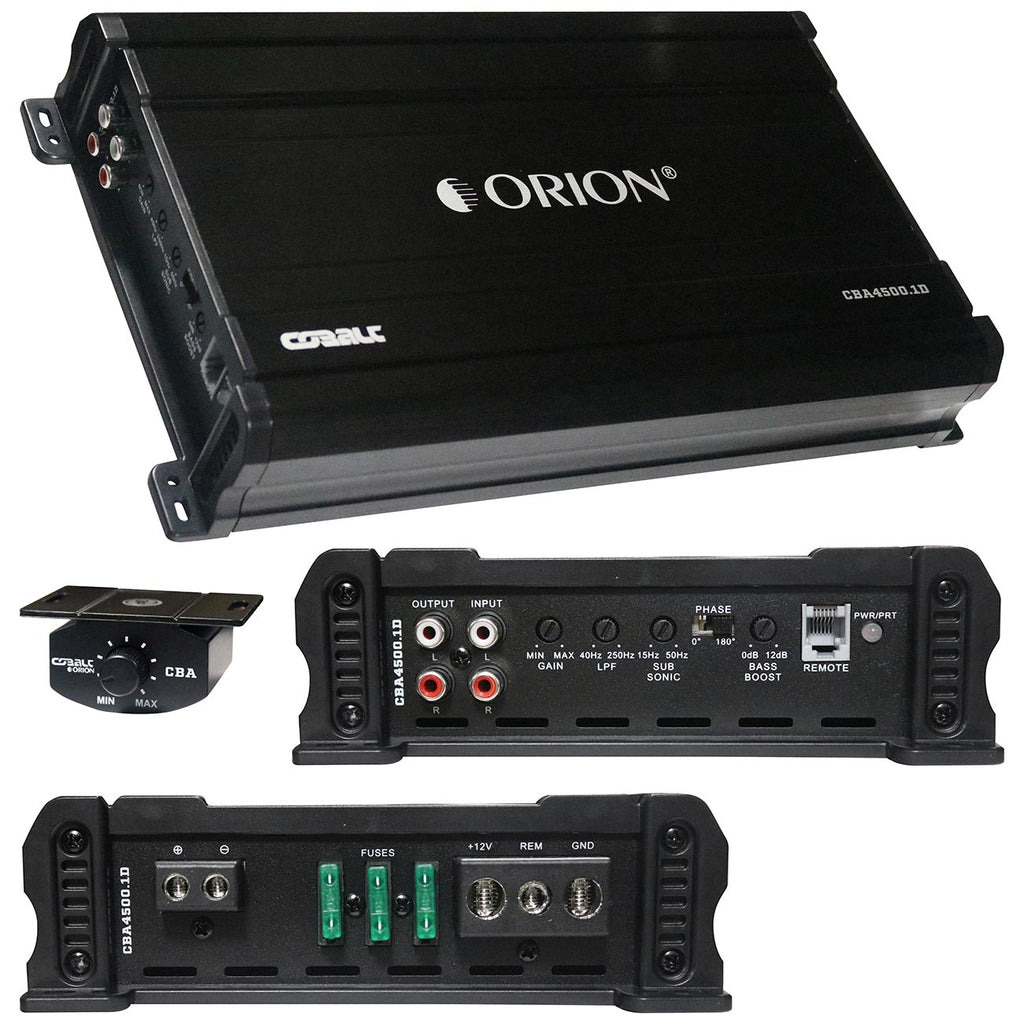 Orion Cobalt CBA4500.1D Monoblock 1-Channel Class D Amplifier for Car Subwoofer, 4500W, 2/4 Ohm Stable, Adjustable Low Pass & Subsonic Filter with Bass Boost, MOSFET Power Supply, Bass Knob Included