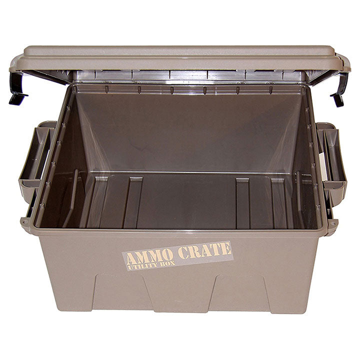 MTM ACR8-72 Ammo Crate Utility Box | Ammo, Survival or Hunting Gear Storage | O-Ring Seal for Water Resistant Dry Storage | Double Padlock tapped for Security | Carries 85lbs of Gear | Dark Earth