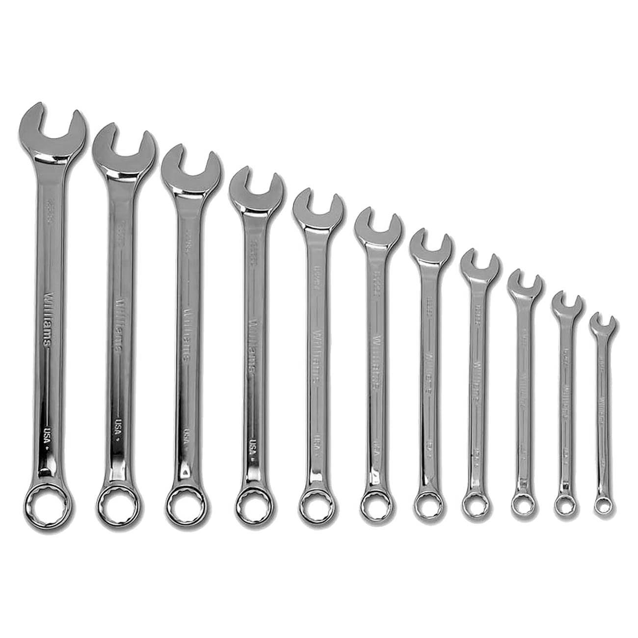 Williams & Snap On WS-1171SCA Combination Wrench Set44; Satin - 11 Piece