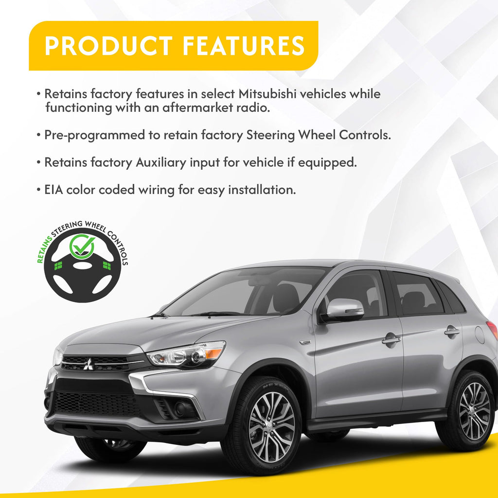 Crux Interfacting Solutions SWRMT-39N | Radio Replacement w/SWC Retention for Select 2008-2019 Mitsu_bishi Vehicles