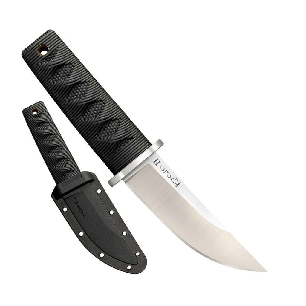 Cold Steel Kyoto II 3-3/8" Durable Compact 8Cr13MoV Stainless Steel Fixed Blade Drop Point Outdoor Hunting Utility Knife, 3 3/8" Textured Kray-Ex Handle, Sheath Included