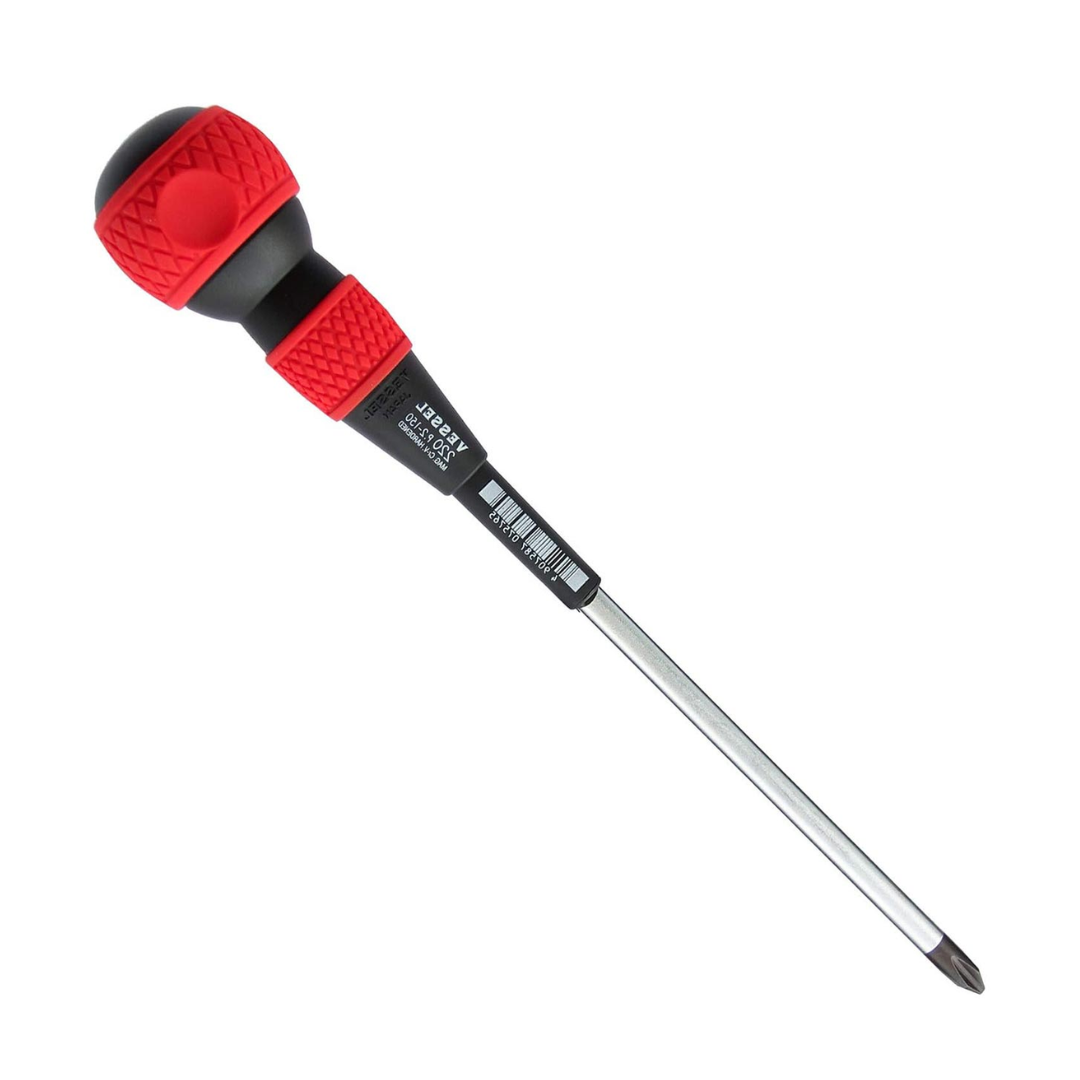 Vessel 220P2150 Ball Grip Screwdriver – Phillips #2 x 150mm JIS Precision Driver, Ergonomic Ball Handle, Magnetized Tip, Professional Hand Tool