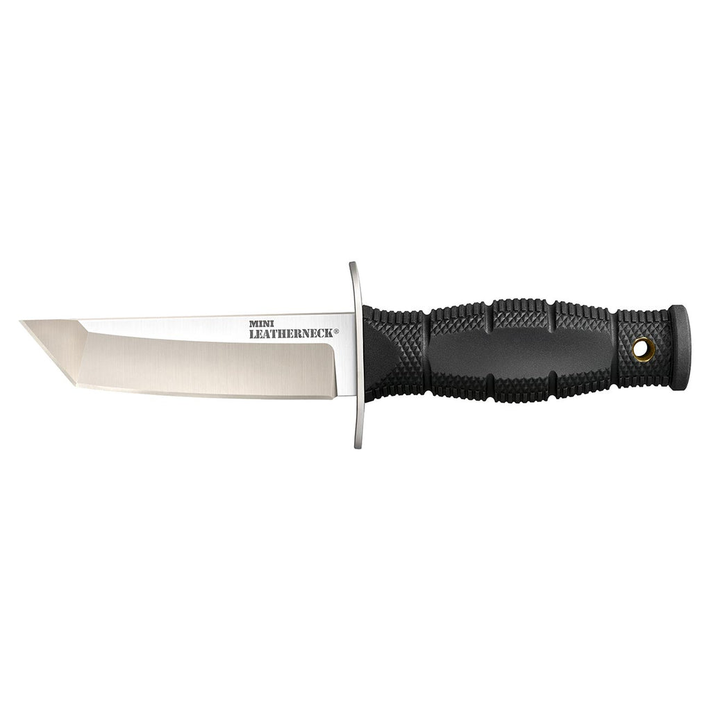 Cold Steel Mini Leatherneck Tanto Point Compact Lightweight 3.5" 8CR13MOV Steel Fixed Blade Outdoor Hunting Utility Knife, 3.25" Textured Ergonomic Kray-EX Handle, Secure-EX Sheath