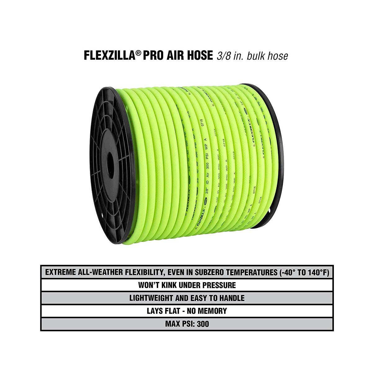 Flexzilla 250 ft. L x 3/8 in. Dia. Hybrid Polymer Air Hose 300 psi Green